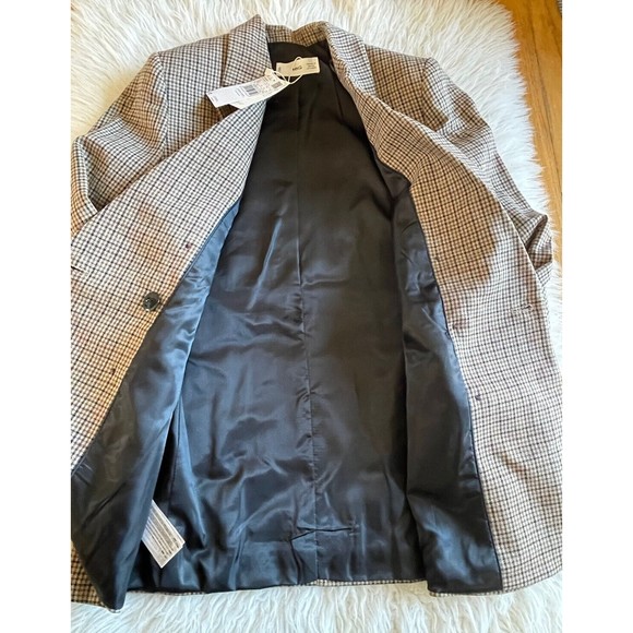MANGO MNG Women’s Size Small Wrap Check Suit Blazer NWT OPEN 2 OFFERS - Picture 11 of 14